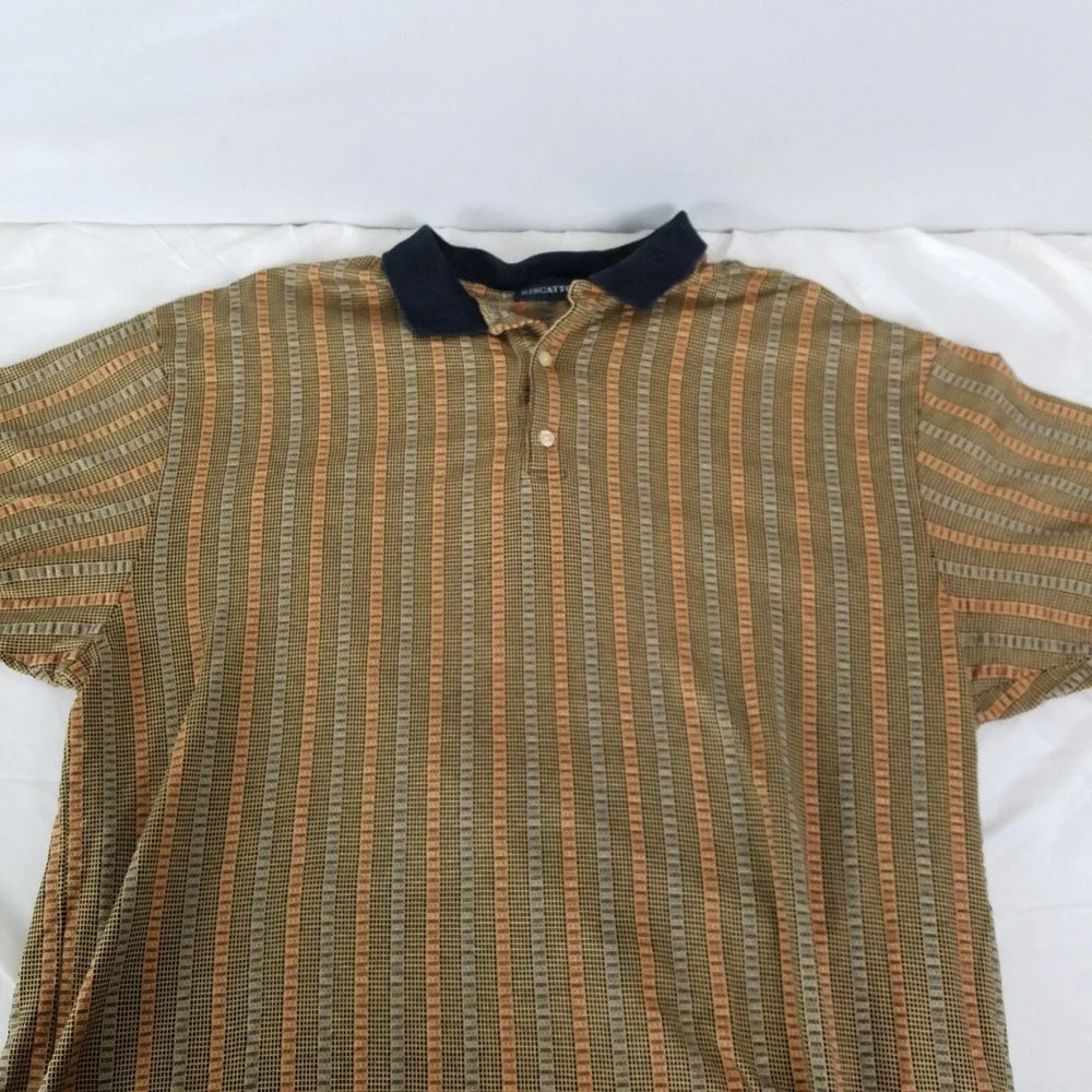 Riscato Mens XXL Polo Shirt‎ Short Sleeve Made in Italy Striped Casual Golf - Picture 3 of 7